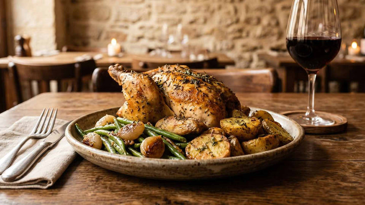 Poulet fermier à la broche et herbes de Provence