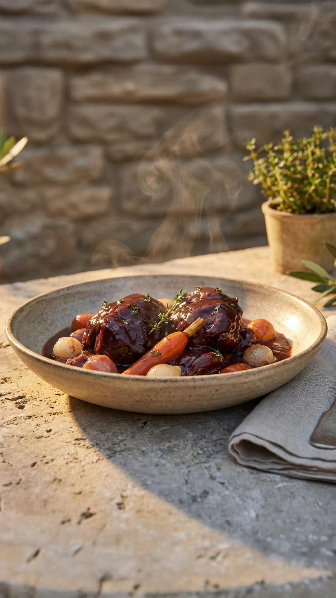 Recette daube de joue de bœuf au vin rouge mobile