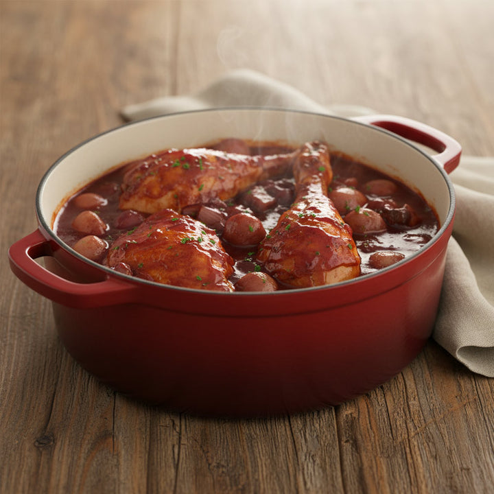 Poulet au vin rouge