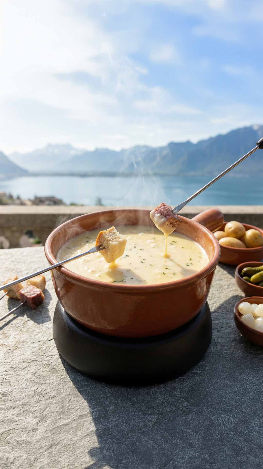 Recette fondue vigneronne au vin blanc mobile
