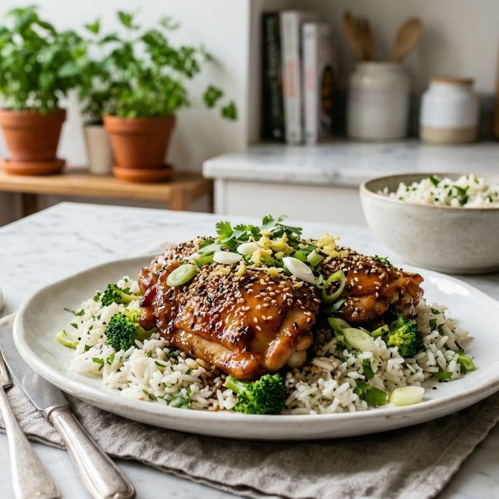 Poulet teriyaki glacé au sésame et gingembre
