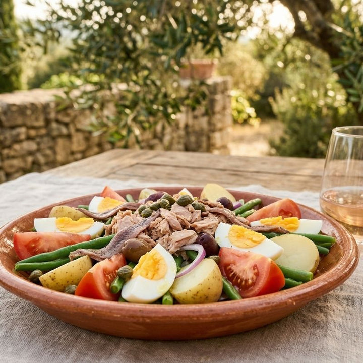 Salade niçoise traditionnelle au thon et œuf dur