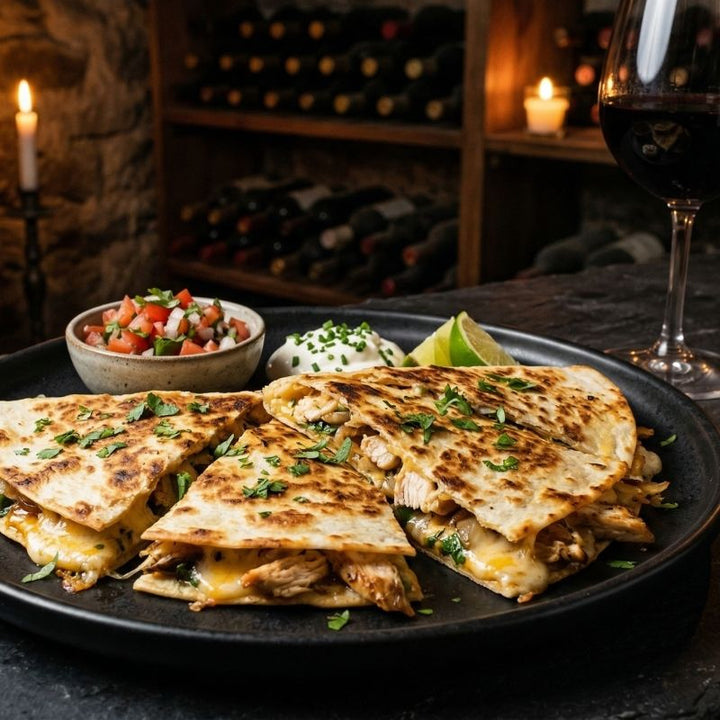 Quesadillas au poulet grillé et fromage fondant