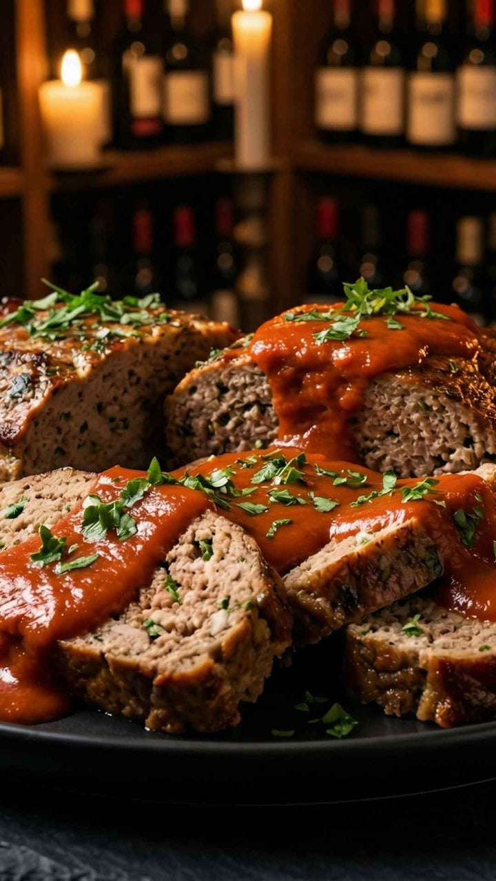 Pain de viande moelleux aux herbes et coulis de tomate