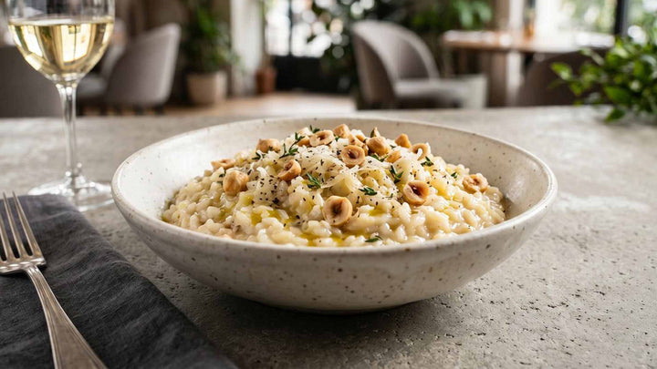 Risotto crémeux au comté et noisettes torréfiées