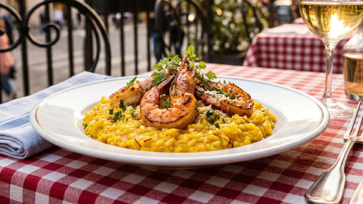 Risotto crémeux aux gambas et safran