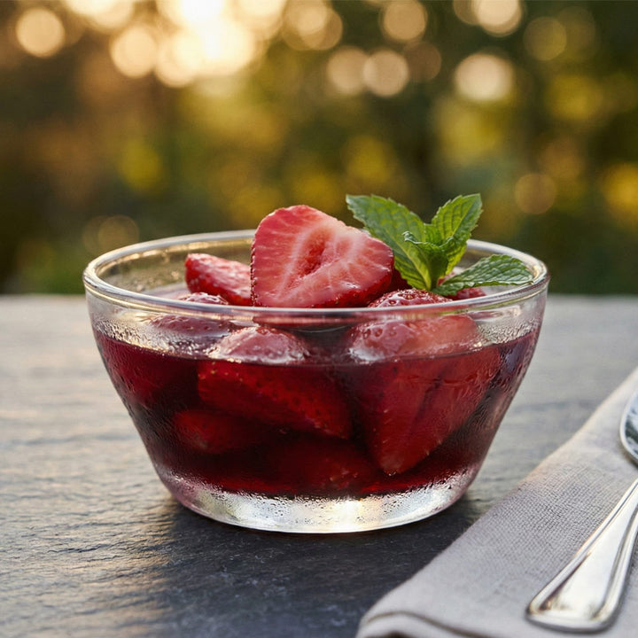 Recette des fraises au vin rouge
