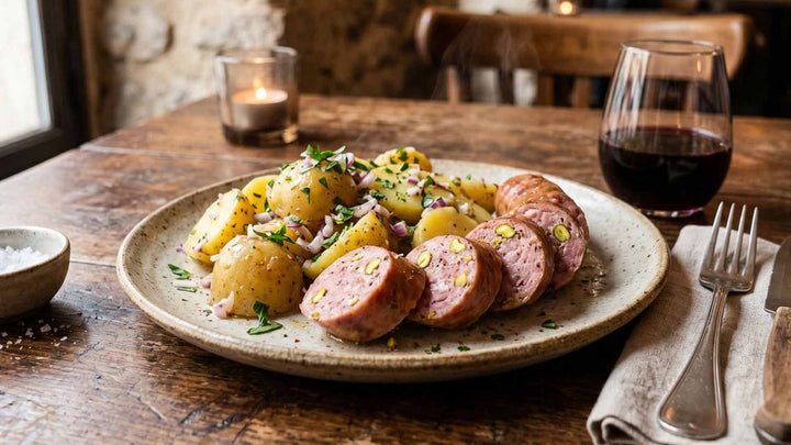 Saucisson chaud lyonnais et pommes à l'huile
