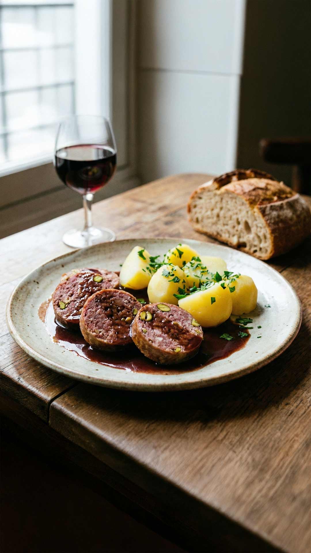Saucisson cuit au vin rouge mobile