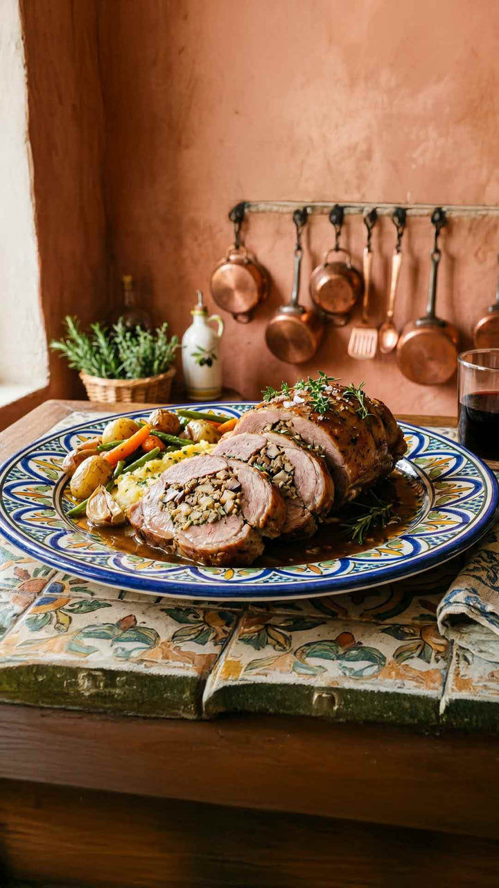 Selle d'agneau farcie aux cèpes