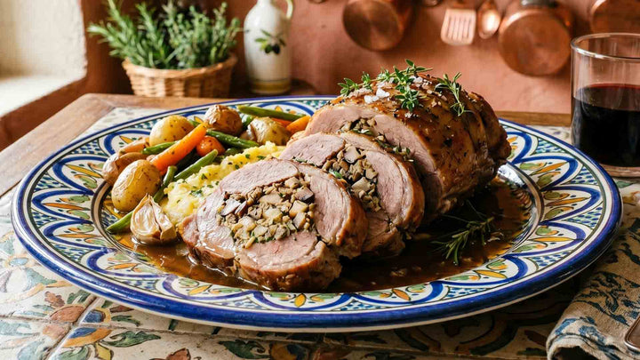 Selle d'agneau farcie aux cèpes