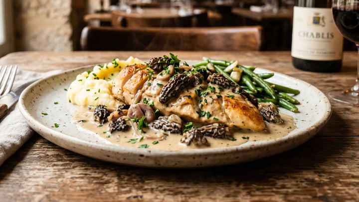 Suprêmes de volaille en crème de champignons des bois