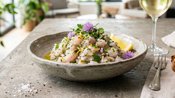 Tartare de daurade aux herbes et huile d'olive