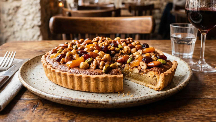 Tarte aux amandes et fruits secs caramélisés