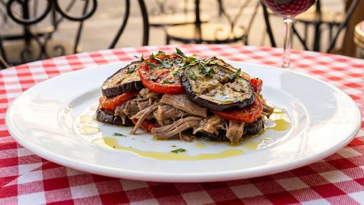Tian d'agneau confit aux aubergines