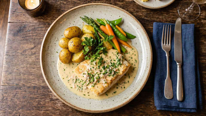Filet de turbot, sauce au champagne