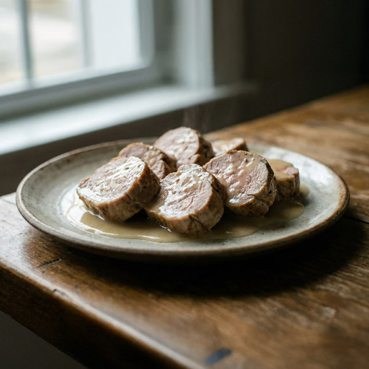 Filet mignon de porc en sauce vin blanc