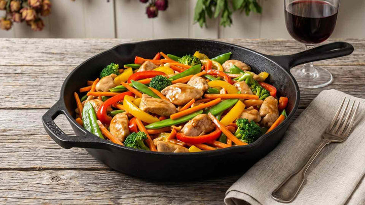 Wok de poulet aux légumes croquants