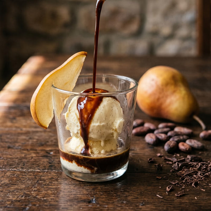 Affogato poire-cacao