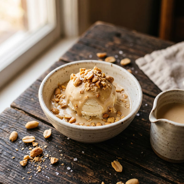 Glace vanille et cacahuètes