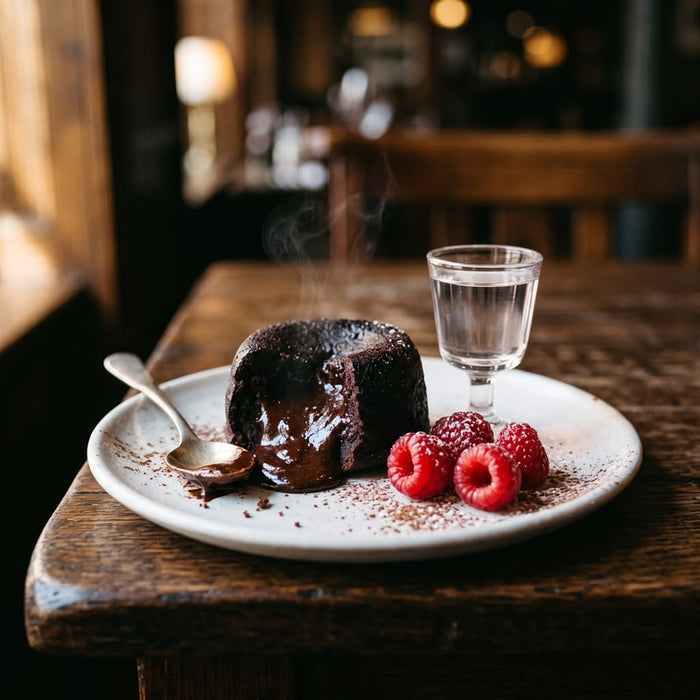 Sur un moelleux au chocolat