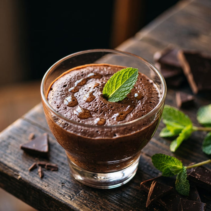 Sur une mousse au chocolat
