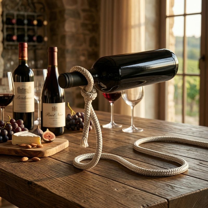 Porte bouteille corde décor