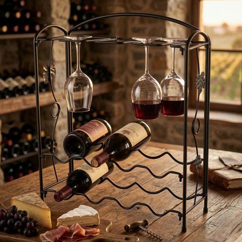 Porte bouteille et verre décor